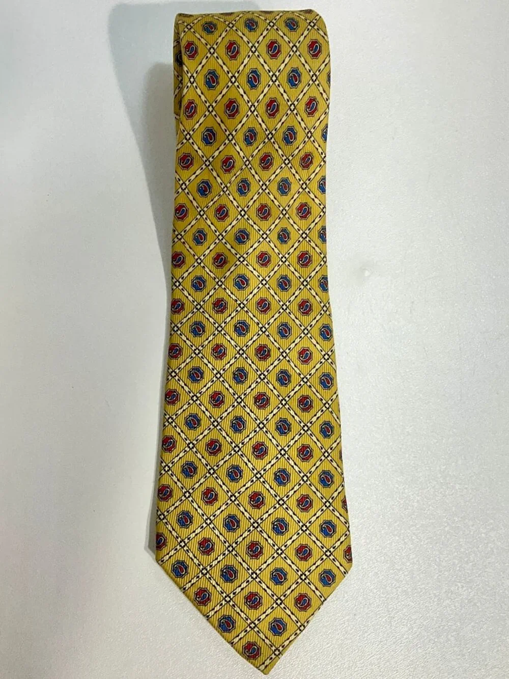Elios Paris 100% Silk Tie Paisley Yellow Mens